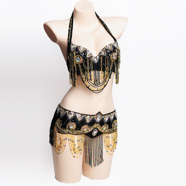 New Women's belly dance set costume belly dancing clothes Sexy Night dance bellydance Carnival Tops Chain BRA Belt Della WY7152