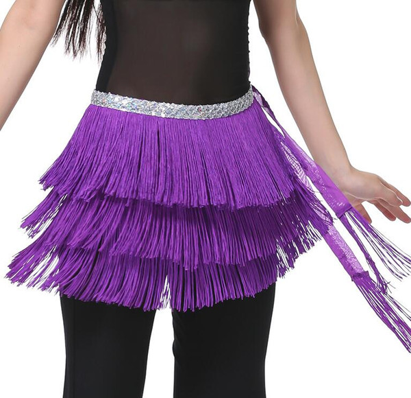 Free EMS DHL 10pcs Belly Dance Belt 3 Layers Fringe Tassel Belly Dance Waist Belt Chain Sequins Hip Scarf Women's Belly Waistband Skirt