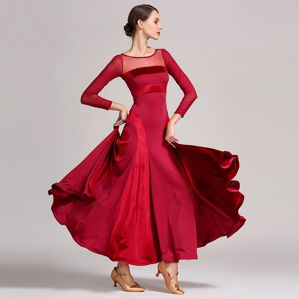 red standard ballroom dress women waltz dress fringe Dance wear ballroom dance modern costumes flamenco