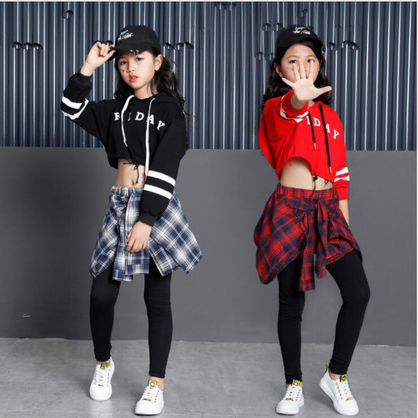 Girls Child Modern Dance costumes Barllroom dancing clothing Tops+Pants Kids Jazz Hip Hop stagewear Party dancewear Outfits