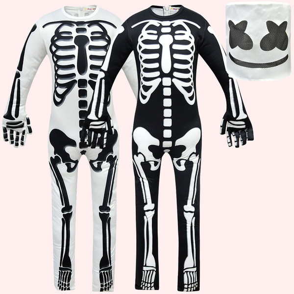 DJ marshmello baby romper Skull Print Jumpsuits with helmet fashion Boutique Kids Clothing party costume Halloween props FFA1707