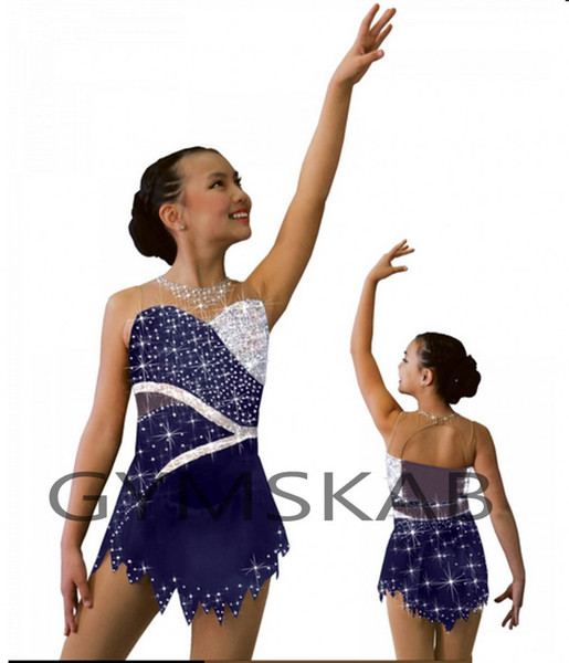 Graceful Figure Skating Dress Girl's Customized Ice Skating Dress Sleeveless Gymnastics Costume 8892-1A