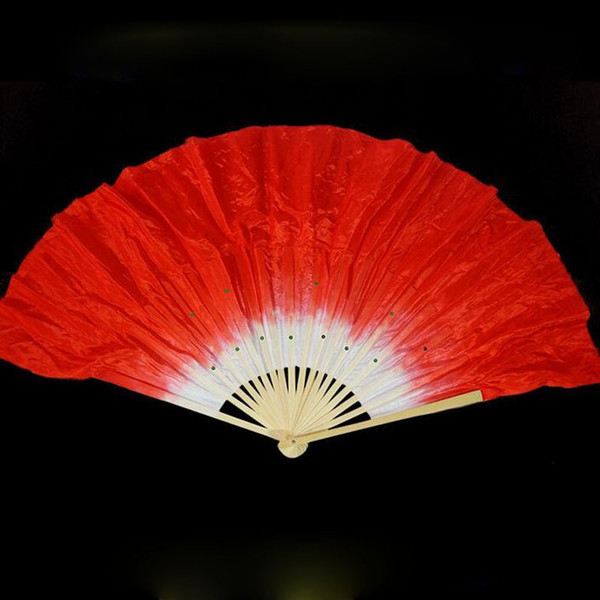 Chinese Silk Veil Bamboo 18 Ribs Fan Short Veils Nice Belly Dancing Fans Stage Performance Dance Props Gift 5 Colors ZA1656