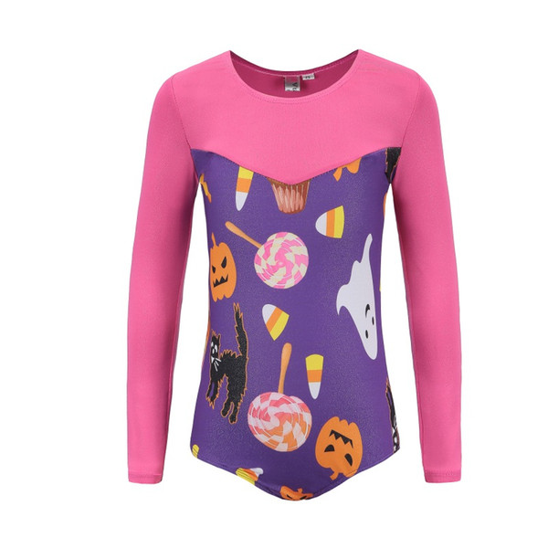 Long-sleeved Pumpkin Head Pattern Body Suit Ballet Gymnastics Dance Practice Clothes Carnival Stage Performance