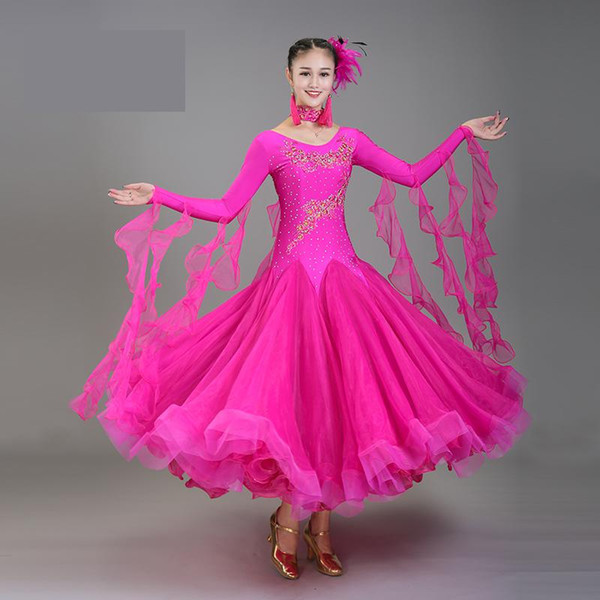 New Women Sexy Lace Mesh Long Sleeve Ballroom Dance Costume Clothes Women Salsa/Ballroom/Tango/Cha Cha/Rumba/Samba/Latin Dresses