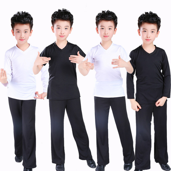 Boy Latin Dancewear Latin Dance Exercise clothes Ruffly Ballroom Stage Modern Boys Dance training Clothes Shirt+pants