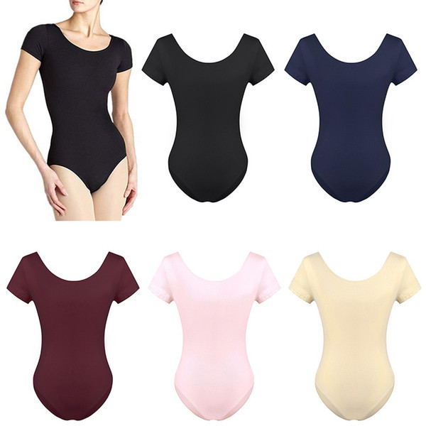 DPOIS Women Short Sleeve Stretchy Professional Ballerina Ballet Dance Leotard Female Gymnastics Leotard Workout Sports Bodysuit