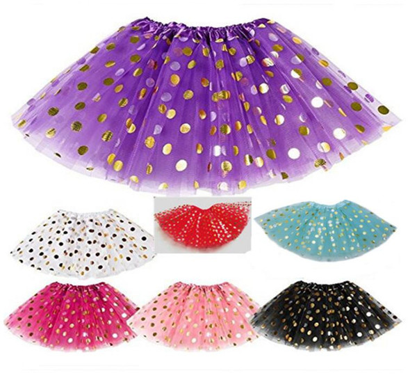 Girls Gold Polka Dot Tutu Skirt Kids Clothes Dance Dresses Toddler Pettiskirt Ballet Dancing Lace Dresses Stage Princess Party Wear Clothing