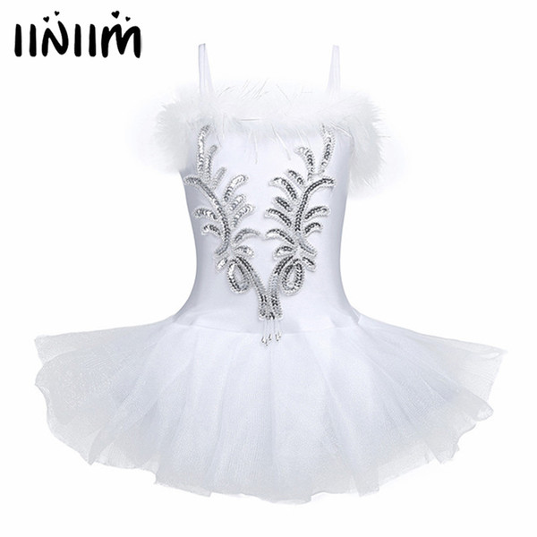 Sequined and Beads Kids Girls Spaghetti Strap Flower Ballet Dancer Leotard Tutu Dress with Fingerless Long Gloves and Hair Clip