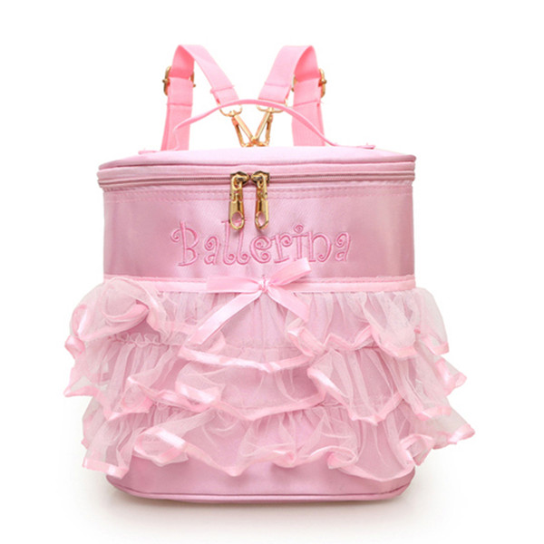 Pink Ballet Bag For Girls Toddler Cute Ribbon Embroidery Dance Bag For Ballet Kids Children Dance Backpack Dancing Bags