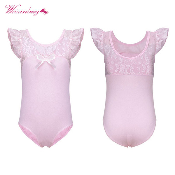 2017 Gymnastics Leotard Lace Dress Girl Kid Tutu Strap Dress FlutterFly Sleeve Ballet Leotards Girls Ballet Dance Dancewear