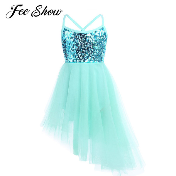 FEESHOW Kids Children Dancing Sequins Ballet Dress Girl Tulle Tutu Ballet Dancewear Dress Leotard Ballerina Fairy Party Costumes