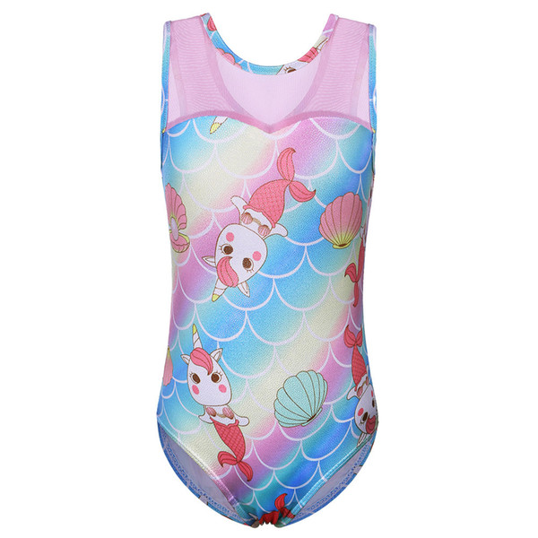 Girls Ballet Gymnastics Leotard Rainbow Mermaid Leotards Cotton Spandex Dance Wear Mesh Gymnastics Leotard For girls Ballerina