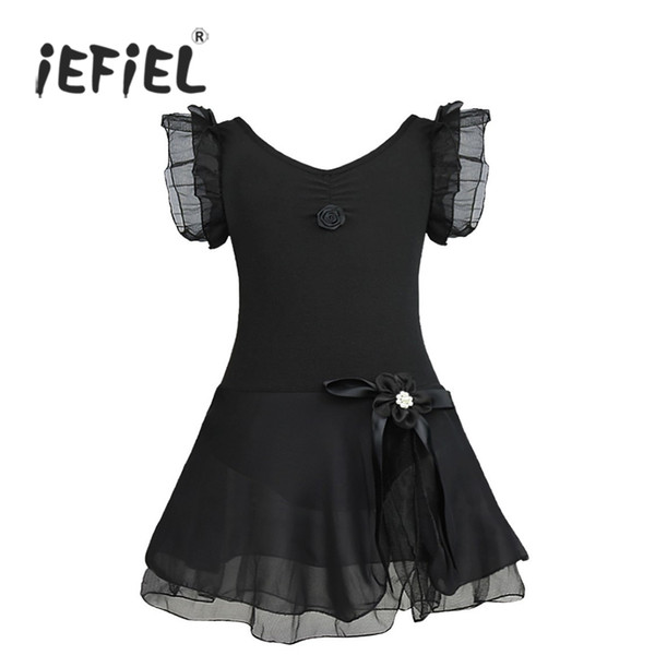 Children's Professional Ballet Tutu Dress Girls Kids Flower Ruffle Tutu Dress Gymnastics Ballet Leotard Performance Dance