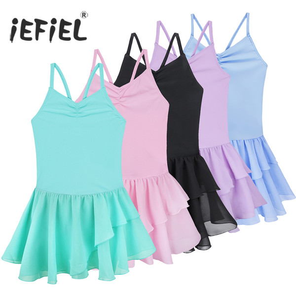 iEFiEL 2017 Summer Dance Dresses Girls Spaghetti Strap Ballet Dancer Leotard Dress For Girls Dance Leotard Dancewear Size 2-12Y
