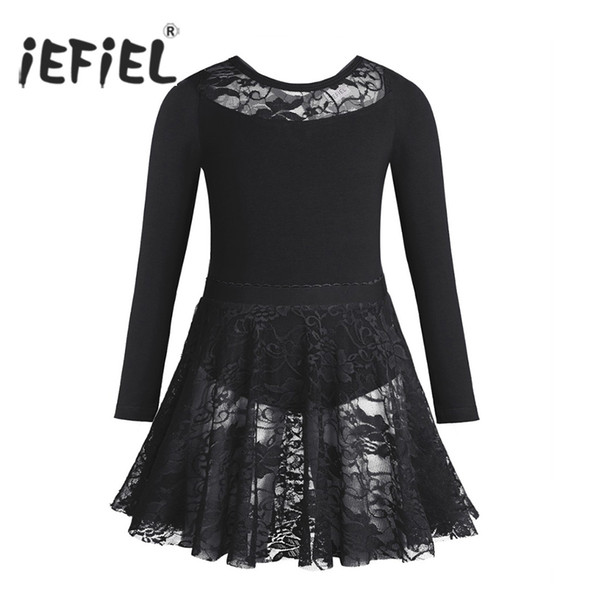 iEFiEL Ballet Tutu Costumes for Girls Long Sleeves Dancewear Class Gymnastics Leotard Kids Tutu Skirt + Bodysuit Fancy Ballerina