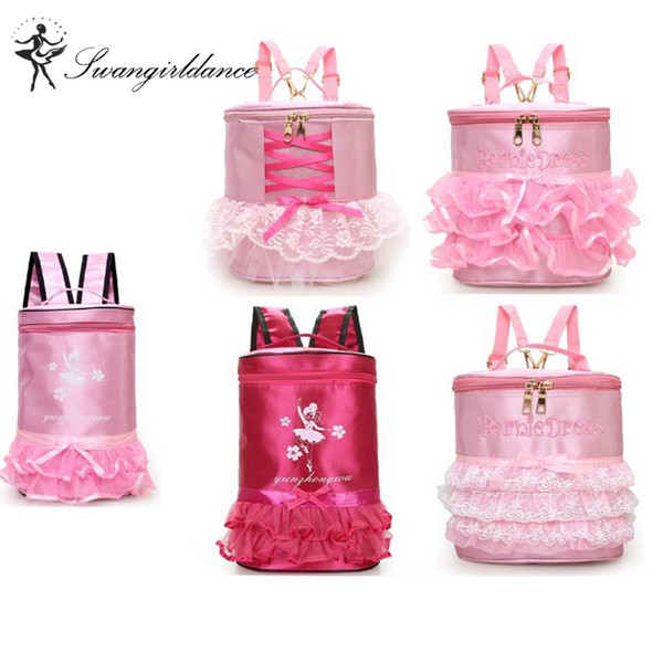 Kids Dance Backpack Dancing Bags Ribbon Embroidery Girls Pink Ballet Bag Toddler Cute Dance Bag For ChildAS8660