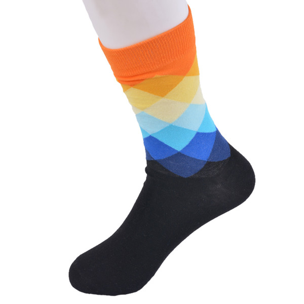 NIBESSER Men's Socks 1Pair Gradient Colorful Middle Length Casual Socks Winter Autumn Cotton Spring Sock Women Men