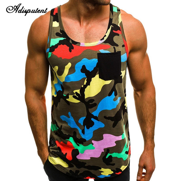 Adisputent Camouflage Men Tank Top Summer Sports Tops Patchwork Casual Vest Sleeveless Tee for Male Basic Camisetas Hombre 2019