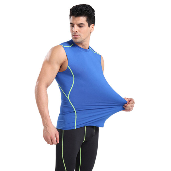 Men Sleeveless Quick Drying Elastic Tights Tank Tops Breathable Vest Fitness Apparel