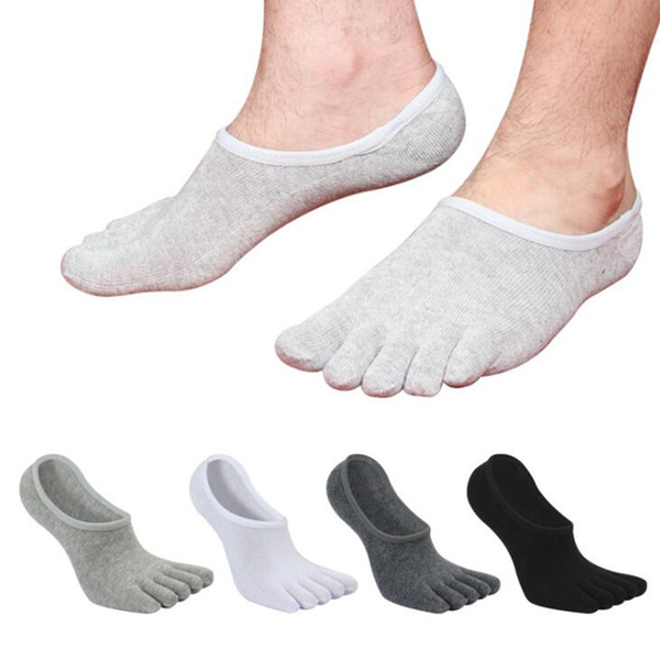 Latest Men Invisible Pure Color Boat Socks Toe Socks Cotton Absorb Sweat Deodorant Five Finger Casual Socks