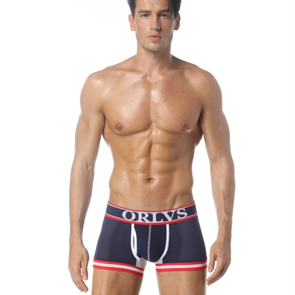 High quality man mesh underwear contract color men's cotton underpants with bag packaging