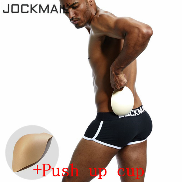 JOCKMAIL brand bulge enhancing mens underwear boxer Trunks sexy push up cup Pad Gay penis Front + Back hip Enhance the buocks