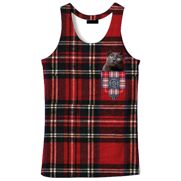 hot sale New fashion 3D men's grid print 9 size casual Tanktop custom-made print 