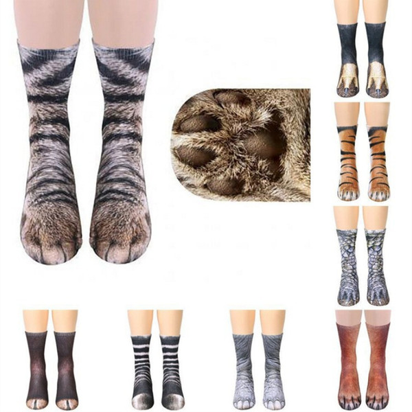 New 3D Printed Kid's Personality Animal Foot Hoof Clow Socks Funny Simulation Unisex Children Happy Tiger Cat Pig Crew Boy's