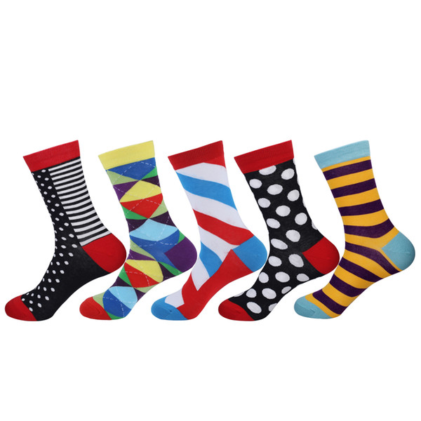 Fashion Socks Men Brand wedding gift bright colored Long Striped Socks for Gentleman Cotton Happy for men