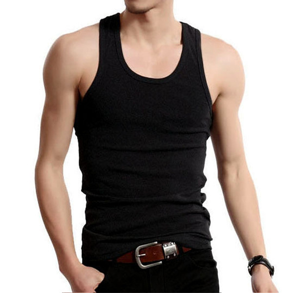 Cheap Underwear Men Undershirt Sleeveless Cotton Plain Slimming Vest Bodysuit Croset Singlet Inner Shirt Back White Gray Casual