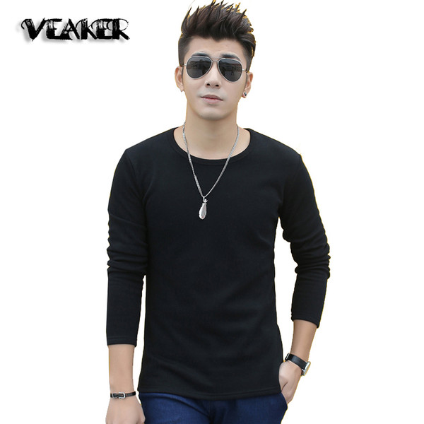 2018 Spring Autumn Mens Warm Fleece Undershirt t Long Sleeve Black White TShirts Tops Casual Slim Thermal Underwear shirt M-3XL