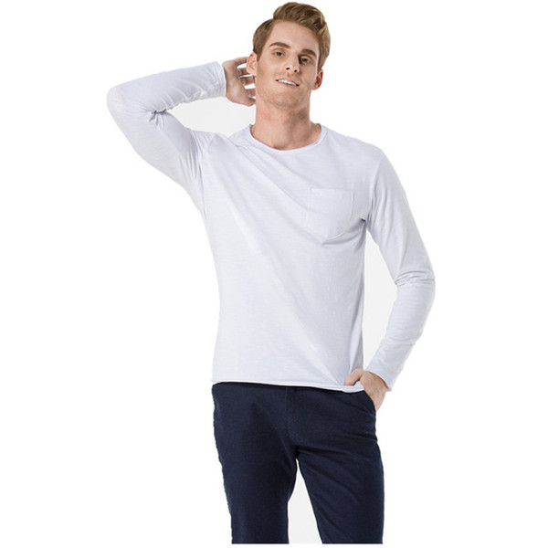 Cotton Undershirts Long Sleeve Underwear Men Black White Undershirt V Neck Spring Autumn Tees Top