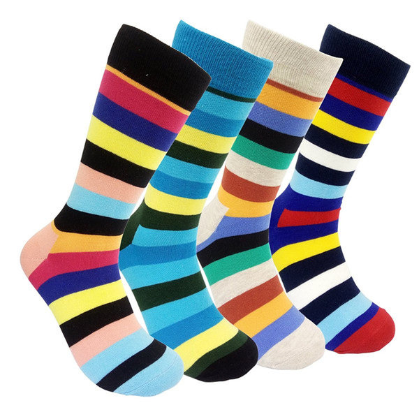 4 Packs Tube Socks Funky Colorful Men's Dress Socks, High Socks