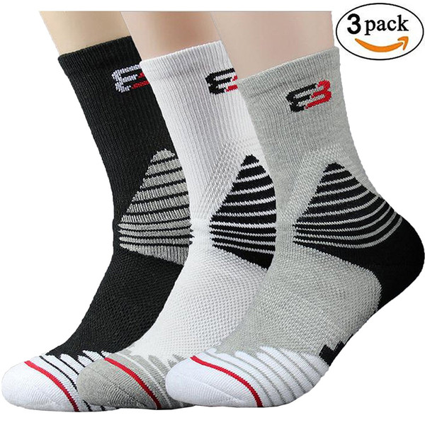 3 Pack Men's Sports Outdoor Socks Basketball Football Athletic Compression Crew Sock