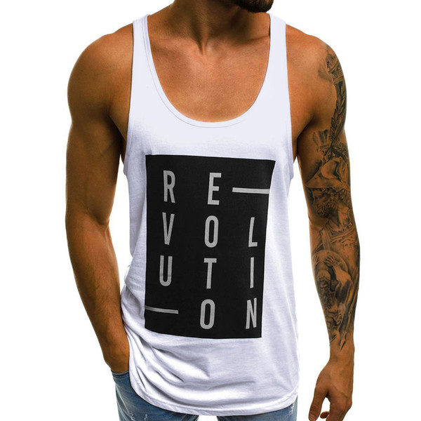 Fashion Men's bodybuilding Casual Slim Letter Printed Sleeveless Tank Top Fashion Ladies tank tops men debardeur homme 2019 NEW