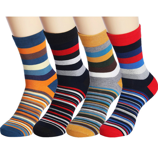 4 Pack Unisex Colorful Stripe Cotton Ankle Casual Crew Socks Vintage Style Sport Sock