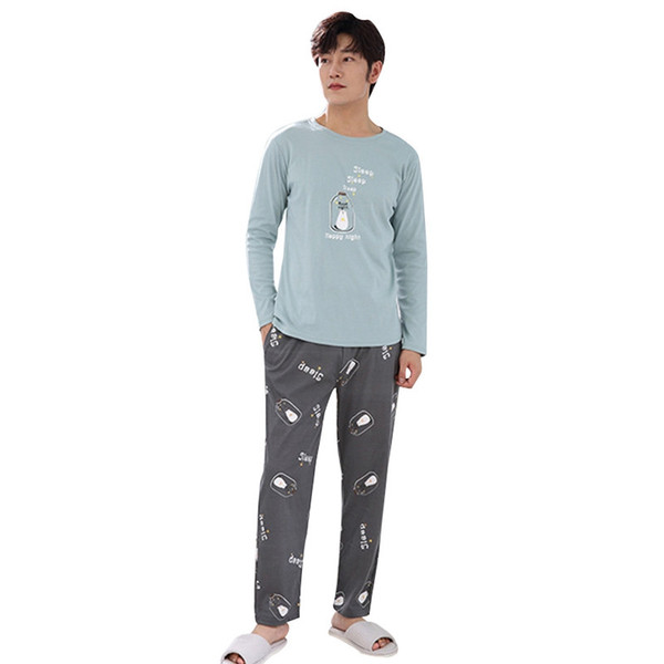 New Autumn Winter Pajama Men Long Sleeve Men Sleepwear Casual Plus Size Lounge Pajama Sets Pyjama Homme