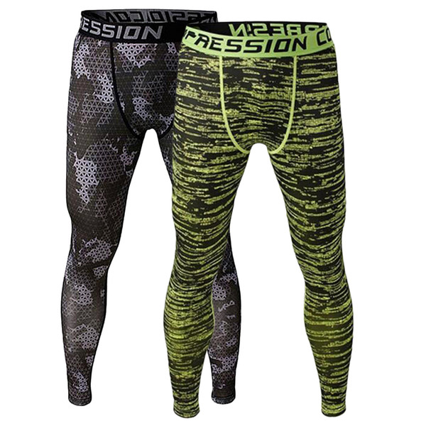 2pcs Men Compression Trousers Running Sports Leggings Base Layer Training Gym Wear L