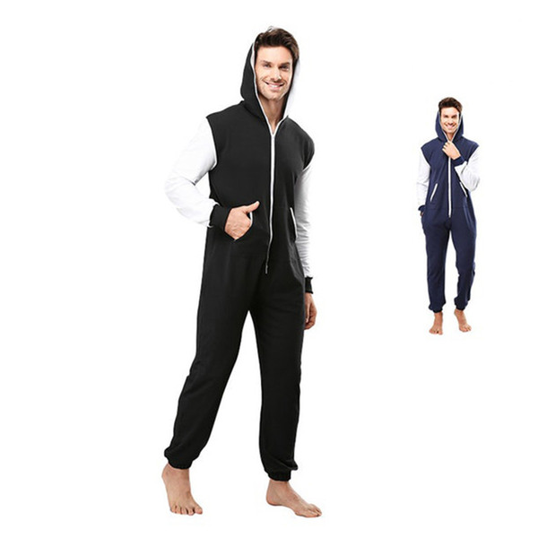 Centuryestar Pajamas Hoodies Winter Pyjamas Overall Suits Solid Color Sleepwear With Zipper Hooded Pijama Sets For Adults Men