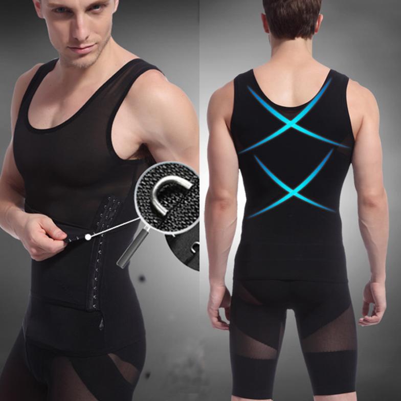 Wholesale-Fashion Mens Body Shaper Tummy Girdle Corset Vest Shapewear Underwear Compression Shirts Sleeveless