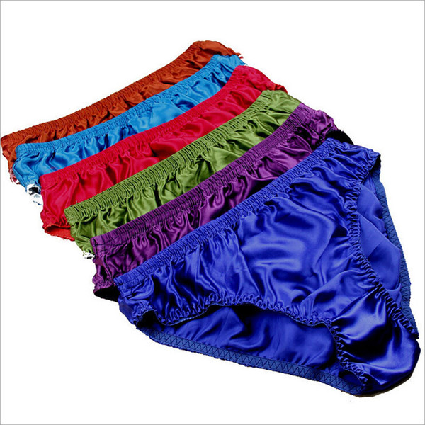 Wholesale-Mens Underwear 100% Mulberry Silk Brief Panties Charmeuse Silk Shorts Thong