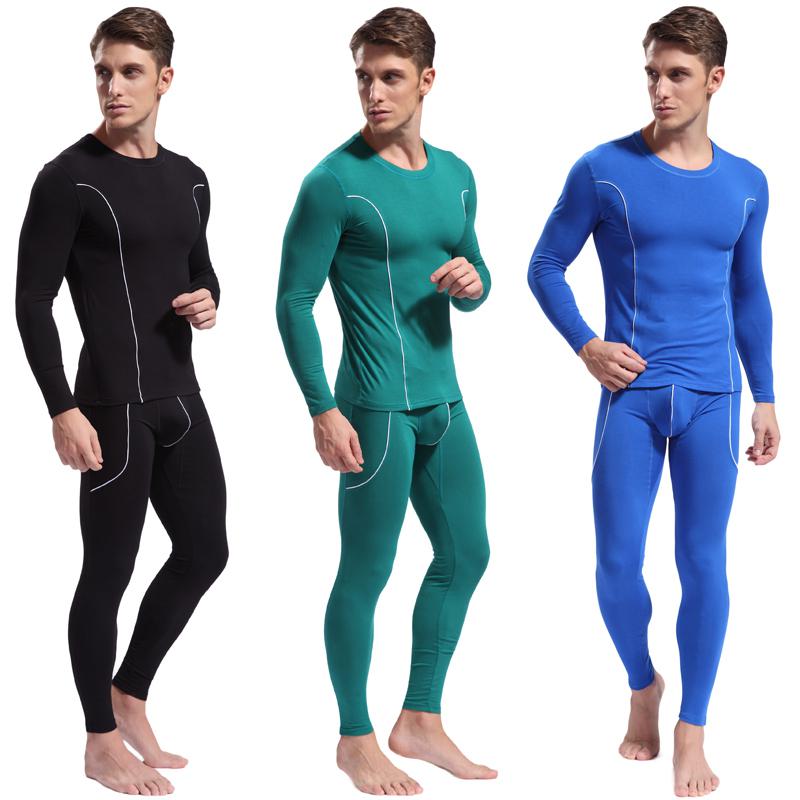 Wholesale-1 Pcs WJ high quality Men's thermal underwear bamboo fiber cotton thermal underwear sets Free shipping