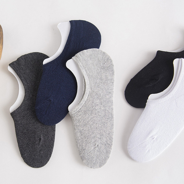 5 Pairs/lot Male Antiskid Sock Slippers Invisible Socks Cotton Summer Non-Slip Boat Socks Solid Color