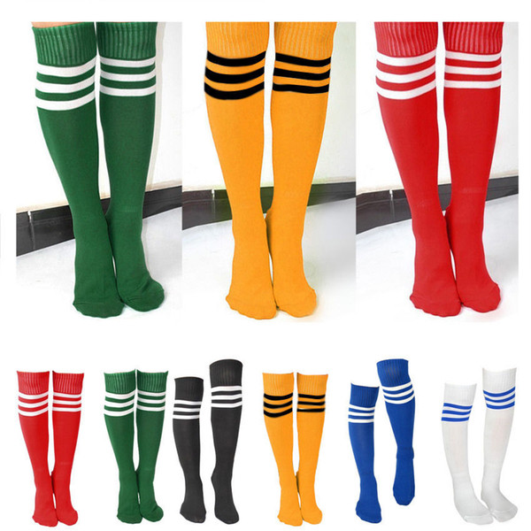 Wholesale-Men Women Girl Striped Over The Knee Thigh High Stockings Football Long Socks