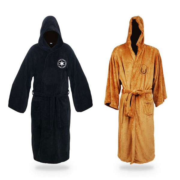 2018 New Men Winter Kimono Bathrobe Dressing Gown Flannel Robes Jedi Empire Male Bath Robe Casual Sleepwear M L