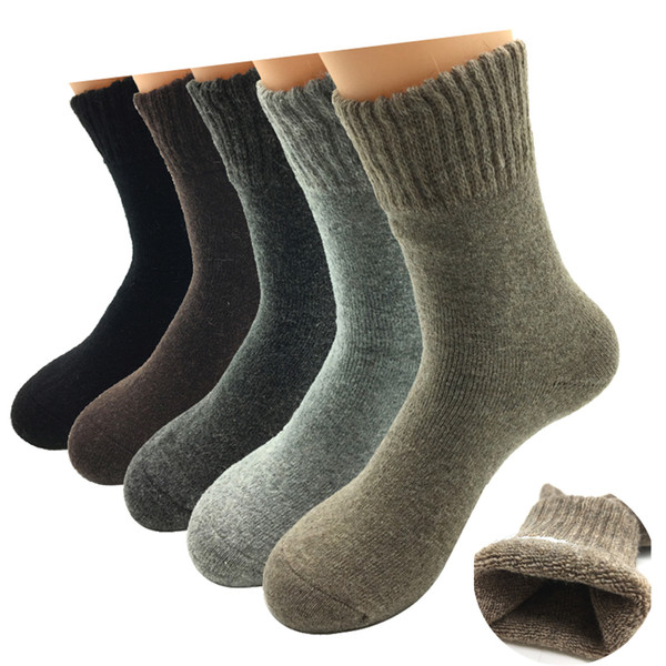 Wholesale- 5 Pairs/Lot 2017 New Fashion Thick Wool Socks Men Winter Cashmere Breathable Socks 5 Colors Hot Sale