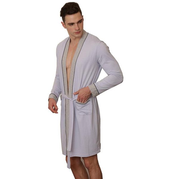 2018 New Arrival Spring Summer Men's Lightweight Bathrobe Woven Kimono Robes Big&Tall Sleepwear Men Sleepwear free drop shipping