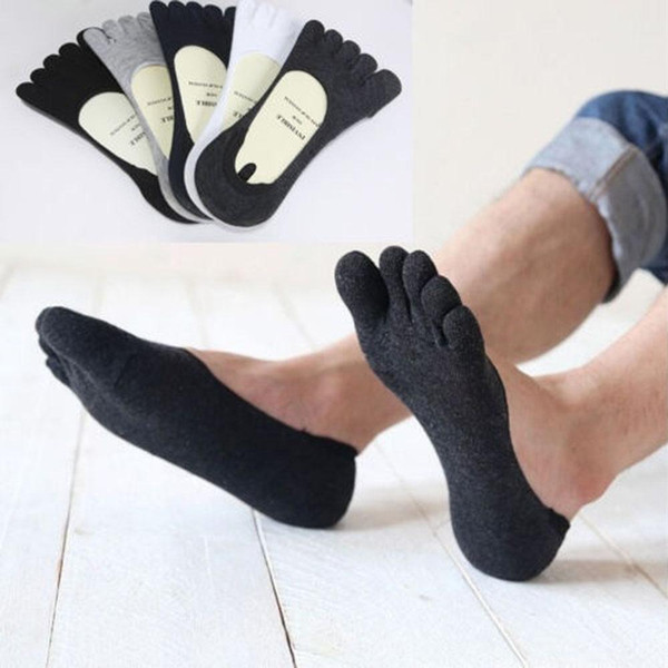 Wholesale- New 1 pair Fashion Cotton Men's Five Finger Socks Toe Socks Invisible Nonslip Ankle Breathable anti-skid Toe Socks