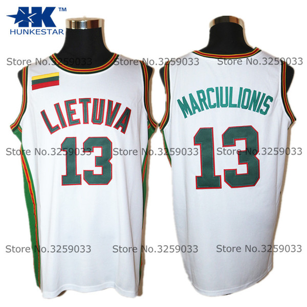 Mens Sarunas Marciulionis Jersey #13 TEAM lietuva Vintage Basketball Jersey MAN Basket Uniforms Stitched Shirts